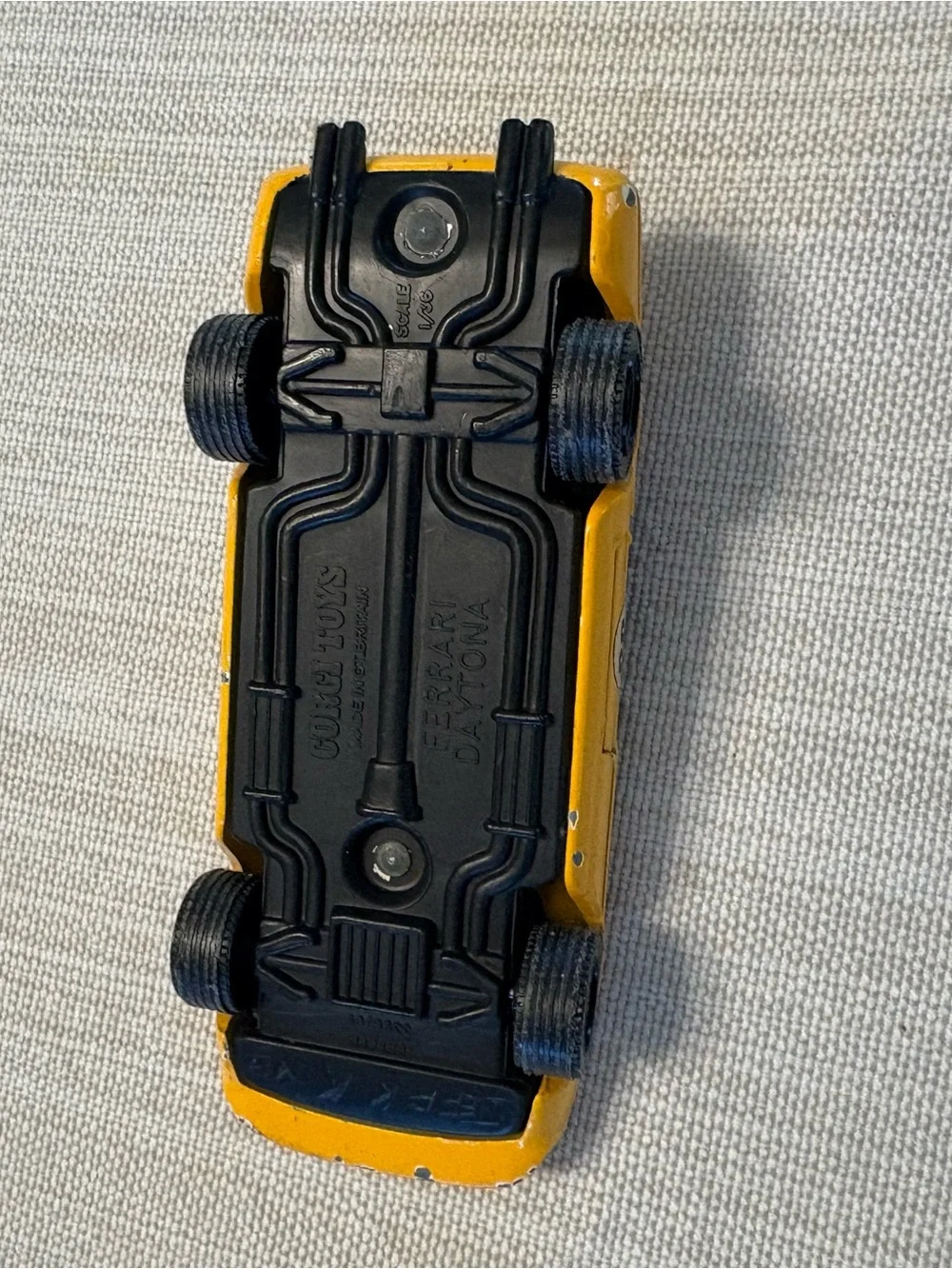Yellow Die-Cast Racing Car Toy with Number 33 Corgi Ferrari vintage